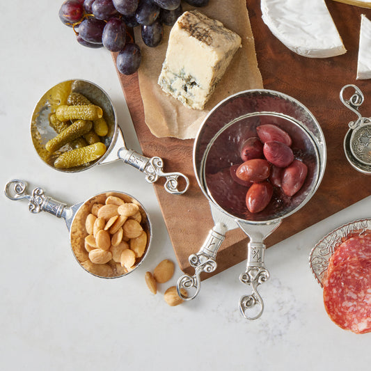 Crosby & Taylor Vineyard 4-piece Artisan Pewter Measuring Cup Set, Handmade in the USA