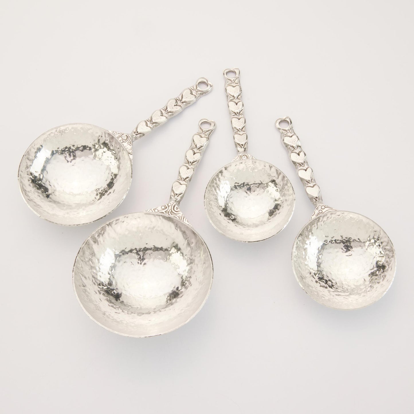 Crosby & Taylor Heart 4-piece Artisan Pewter Measuring Cup Set, Handmade in the USA