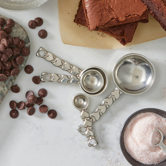 Crosby & Taylor Heart 4-piece Artisan Pewter Measuring Spoon Set, Handmade in the USA