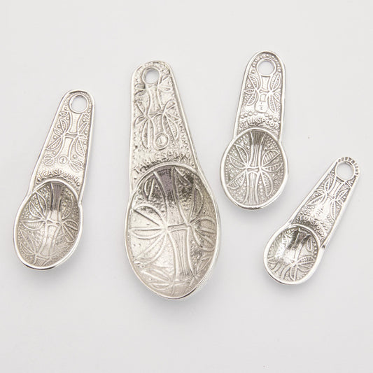 Crosby & Taylor Bamboo Motif Replacement Pewter Measuring Spoons and Cups