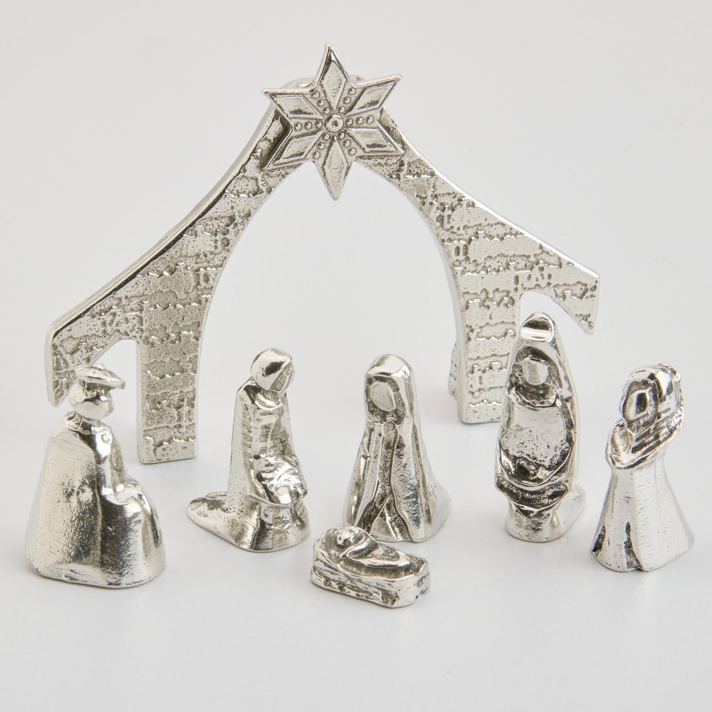 Crosby & Taylor Miniature Handmade American Pewter Nativity, 7-Piece Set