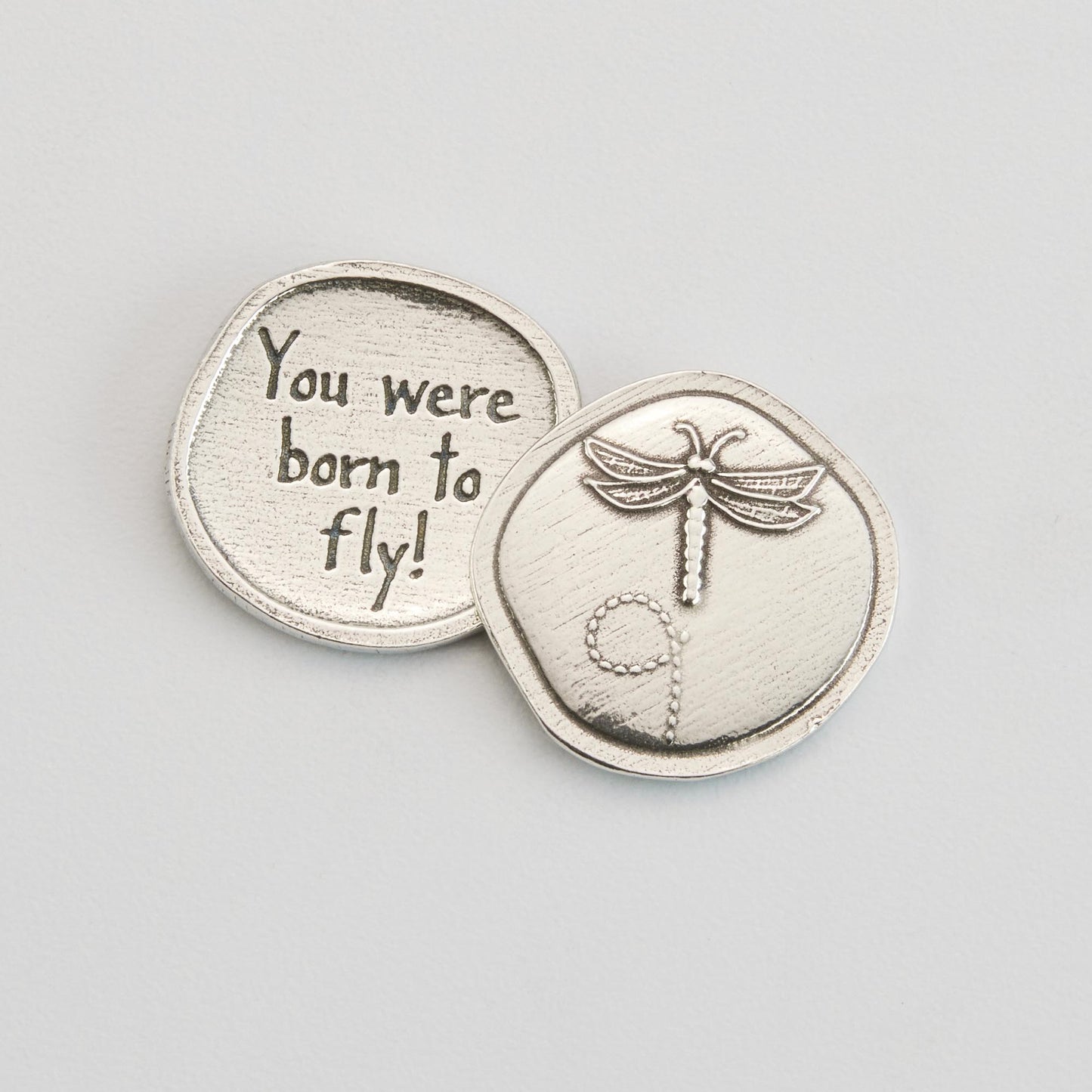 Crosby & Taylor Dragonfly, You Were Born to Fly! Pewter Sentiment Token Coin, American Handmade