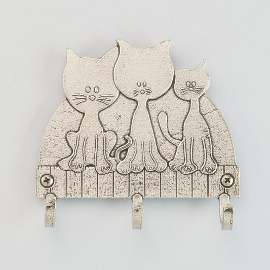 Crosby & Taylor Three Patient Kitties 5" American Handmade Pewter Key Rack