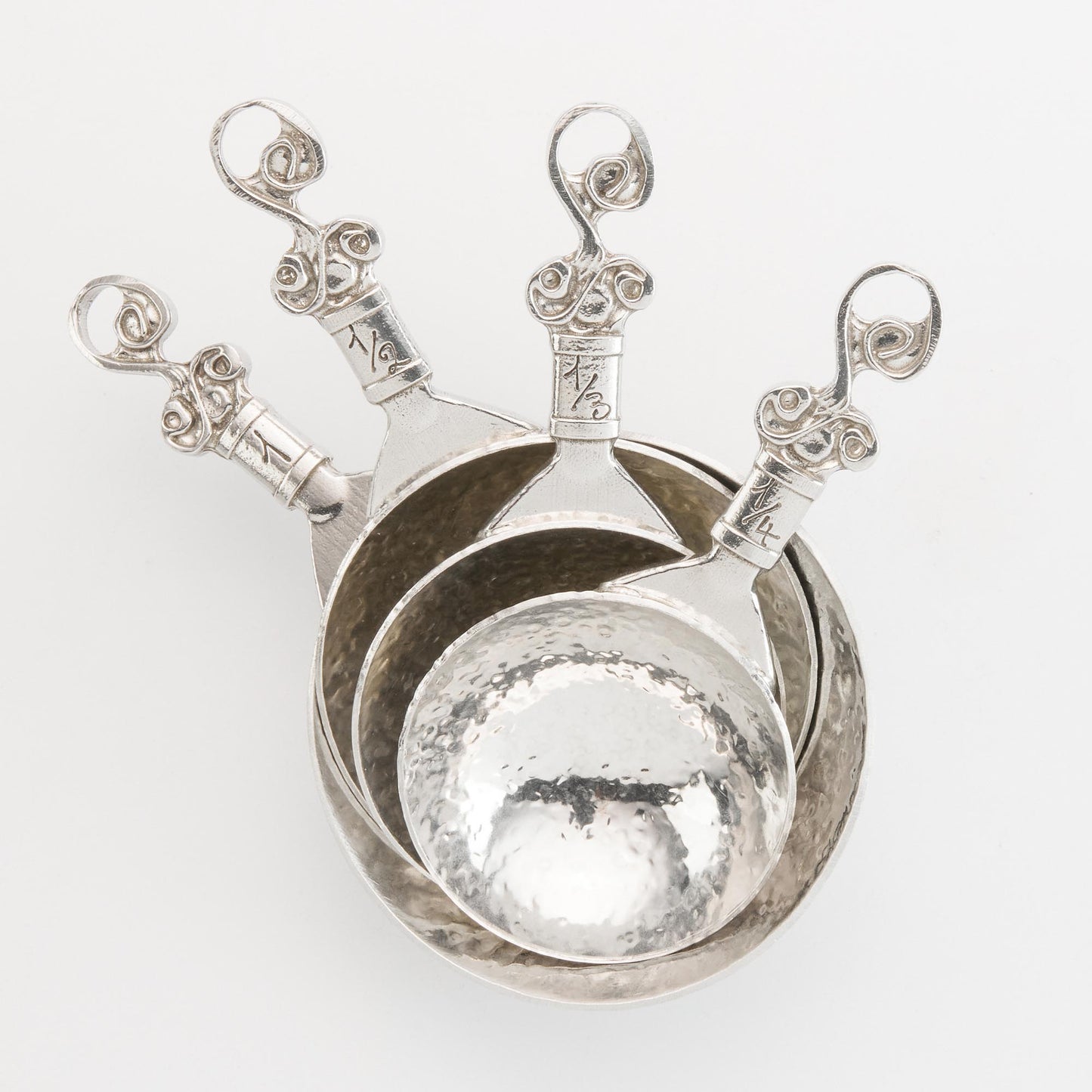 Crosby & Taylor Vineyard 4-piece Artisan Pewter Measuring Cup Set, Handmade in the USA