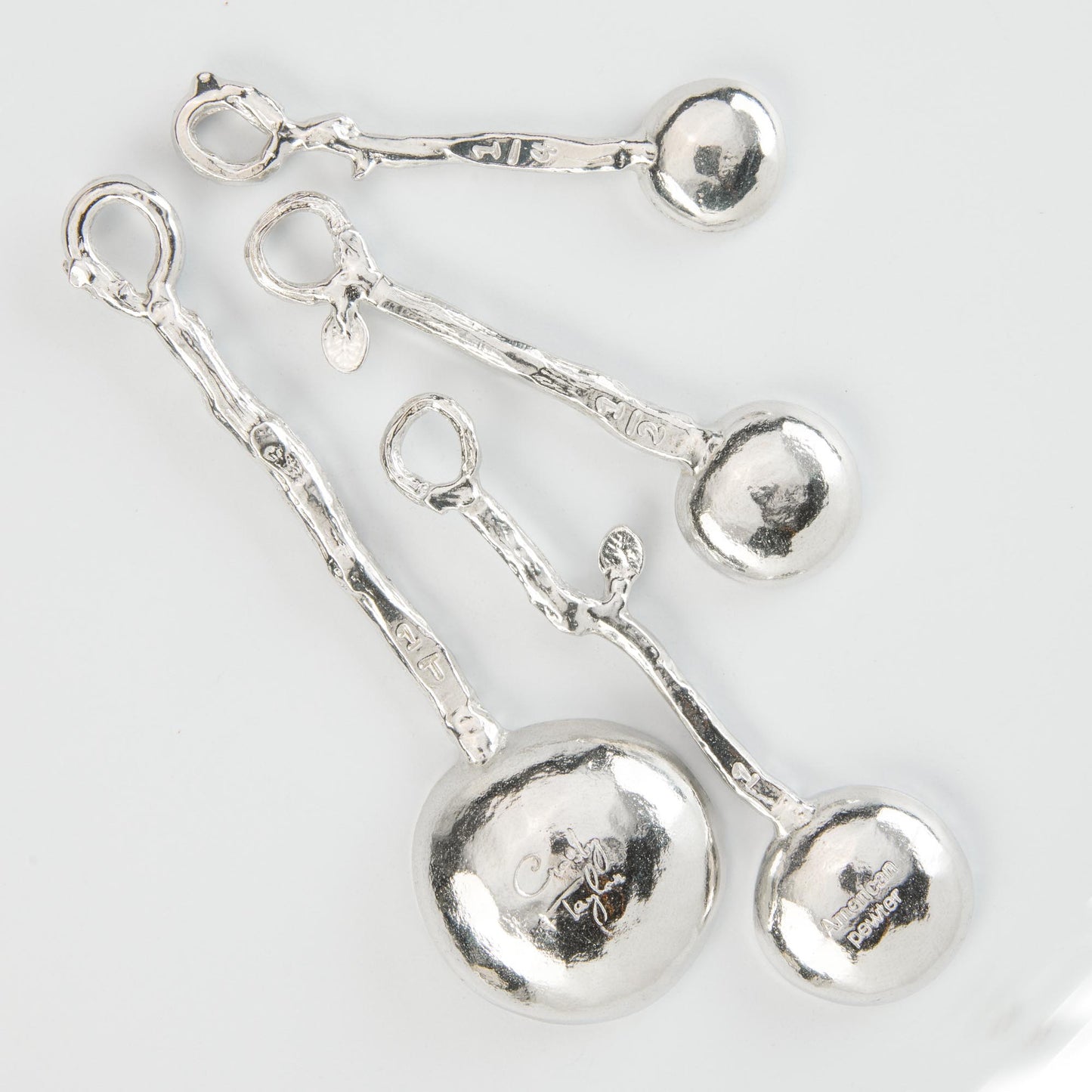 Crosby & Taylor Twig 4-piece Artisan Pewter Measuring Spoon Set, Handmade in the USA