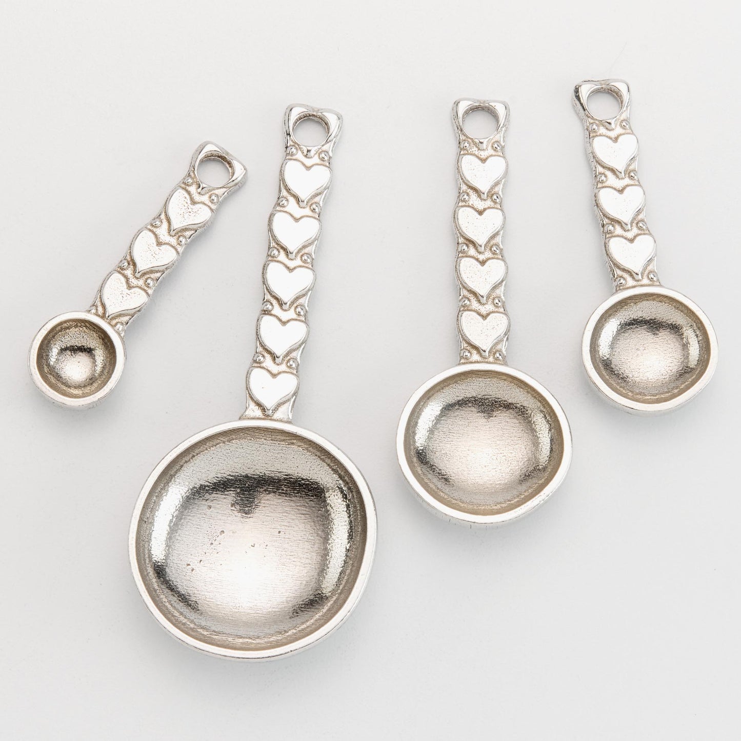 Crosby & Taylor Heart 4-piece Artisan Pewter Measuring Spoon Set, Handmade in the USA