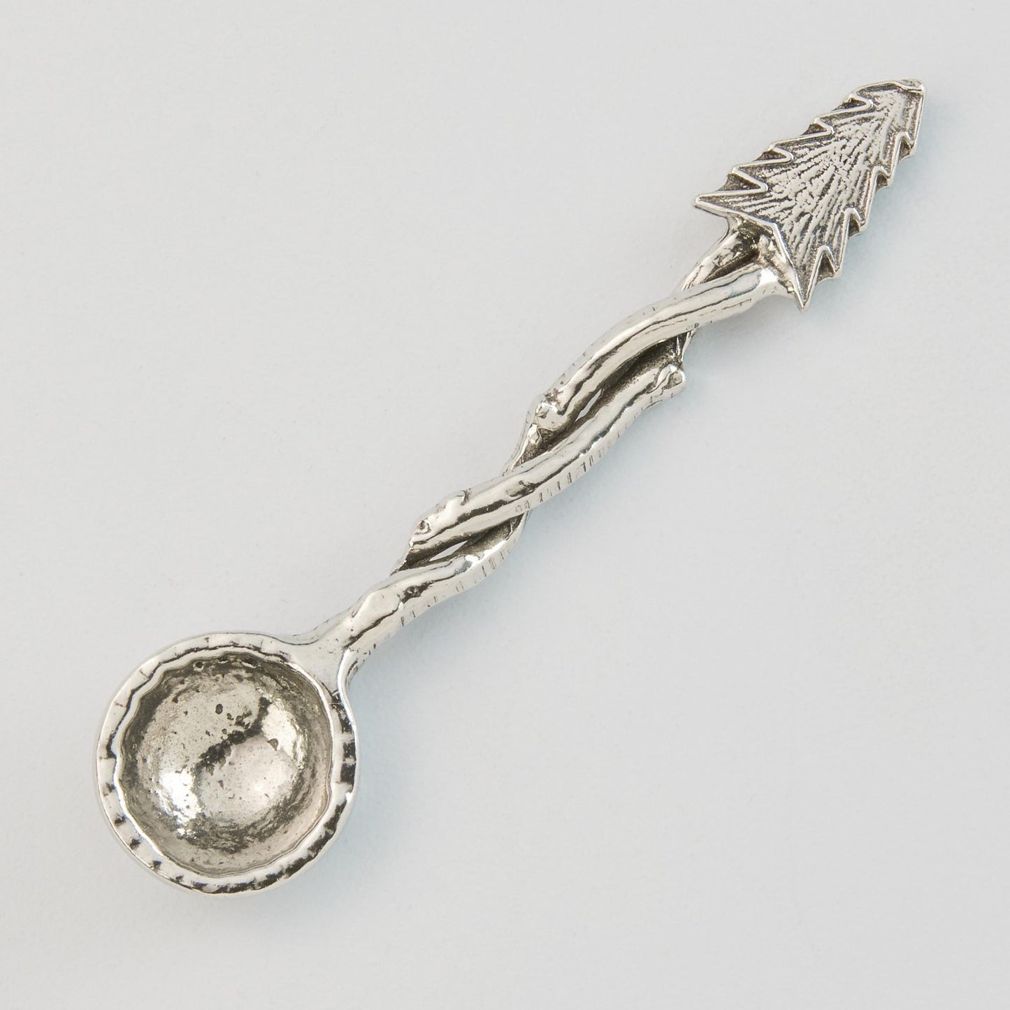 Crosby & Taylor Fir Tree 3-1/2" Salt Spoon, American Handmade Artisan Pewter