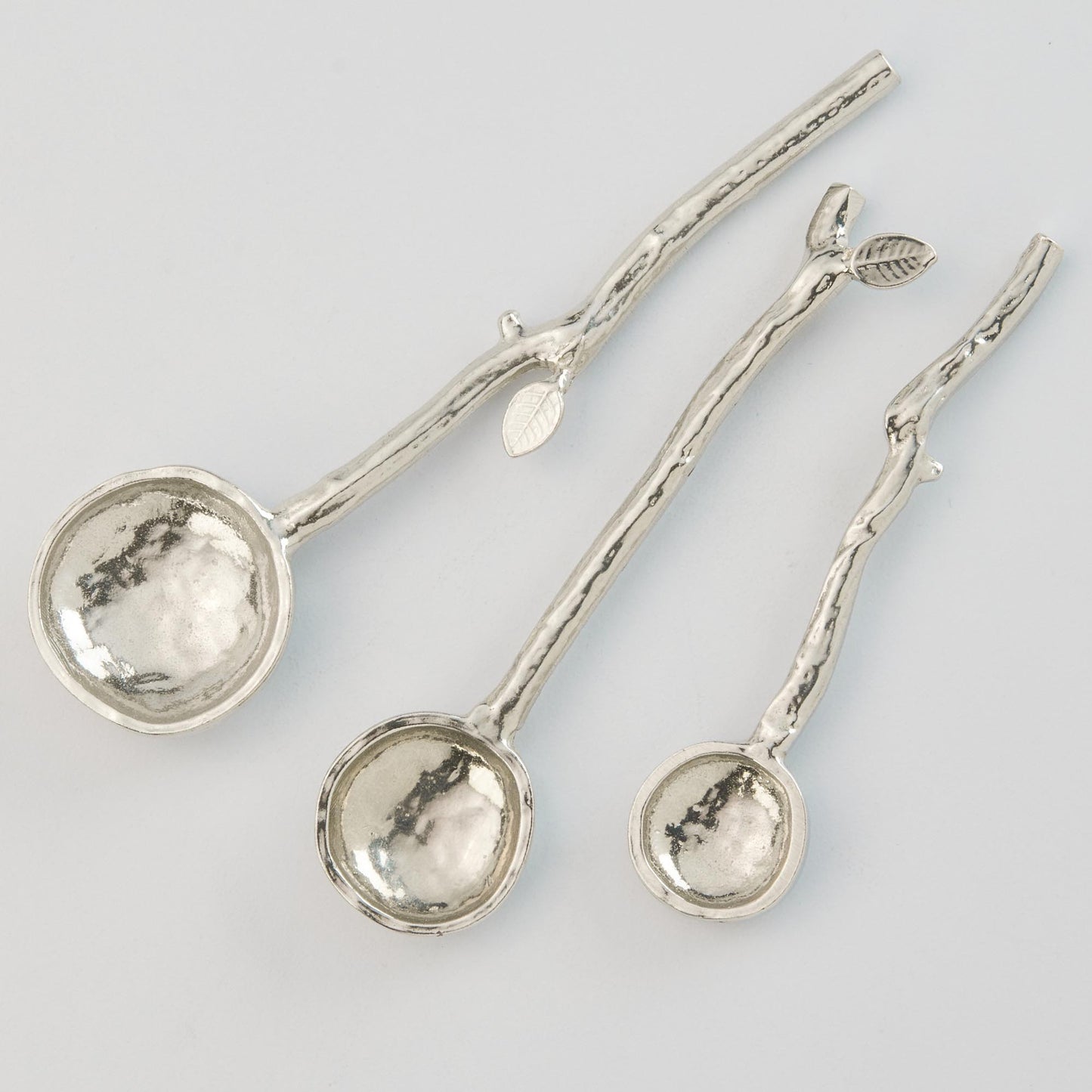 Crosby & Taylor Twig Handmade Pewter Condiment Spoons, Set of 3