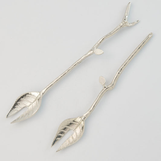 Crosby & Taylor Twig Pewter Condiment Forks, Set of 2