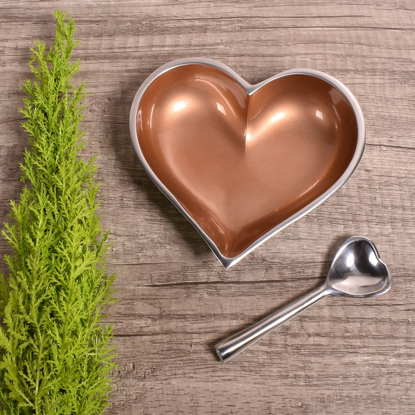 Lil Copper Heart with Heart Spoon 5-1/4-inch Candy Dish/Nut Bowl