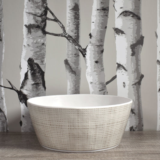 Merritt Luxe Linen 9-1/2" Melamine Serving Bowl, Beige