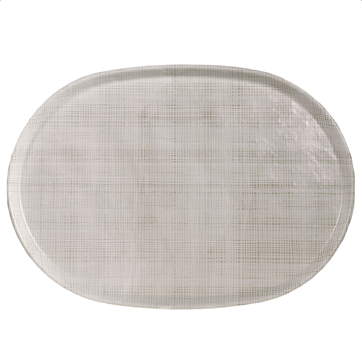 Merritt Luxe Linen 17" x 11-3/4" Oval Melamine Serving Tray, Beige