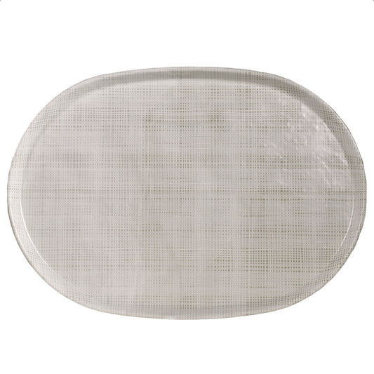 Merritt Luxe Linen 17" x 11-3/4" Oval Melamine Serving Tray, Beige