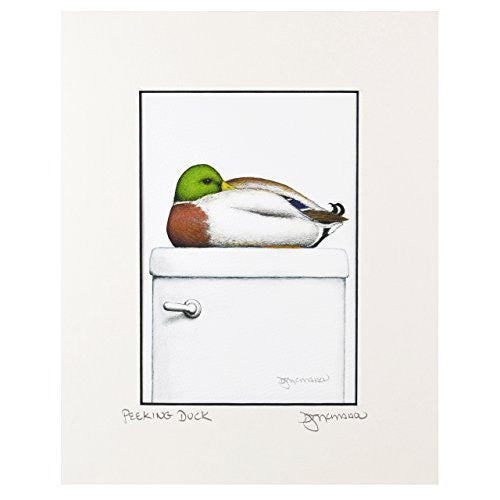 Don McMahon Peeking Duck Matted Print, 8x10 Unframed - The Barrington Garage
