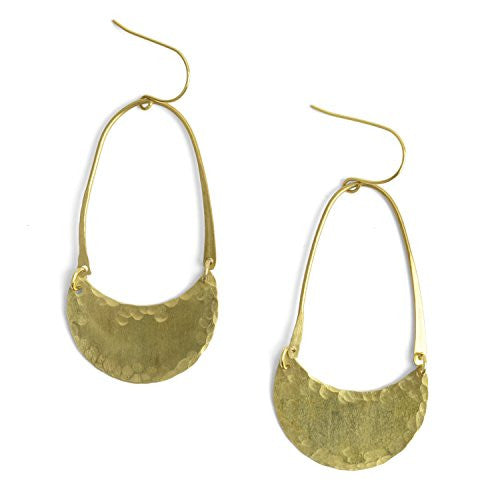 Oceanne Hammered Moon Brass Earrings - The Barrington Garage