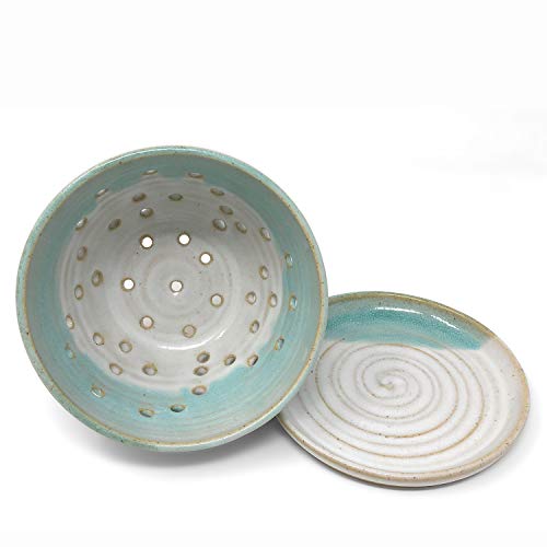 Coastal Clay Co. Handmade American Pottery Berry Bowl with Saucer