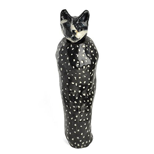 Red Cat Ceramics Pet Memorial, Tuxedo Cat with Black & White Dot Urn - The Barrington Garage