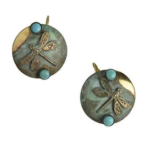 Elaine Coyne Dragonfly Earrings, Verdigris/Turquoise - The Barrington Garage