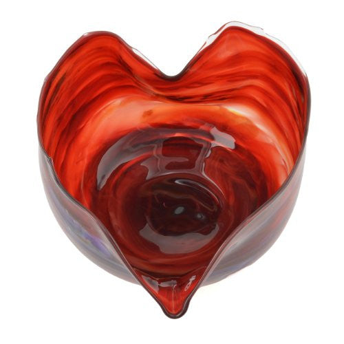 Jim Loewer Heart Blown Glass Bowl, Red - The Barrington Garage