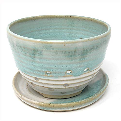 Coastal Clay Co. Handmade American Pottery Berry Bowl with Saucer