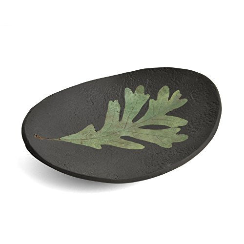 Petrified Forest 8-inch Oak Leaf Oval Dish, Black - The Barrington Garage