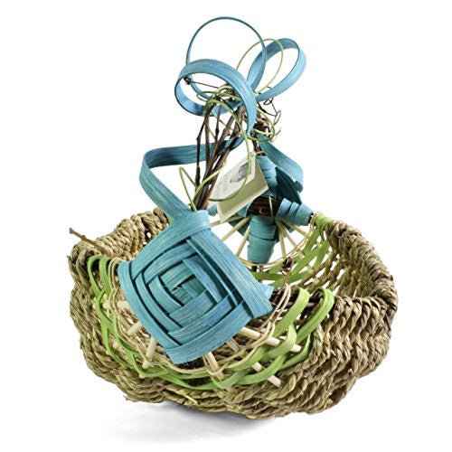 Designer Baskets by Derek Small Grapevine Handle Basket, Aqua/Lime