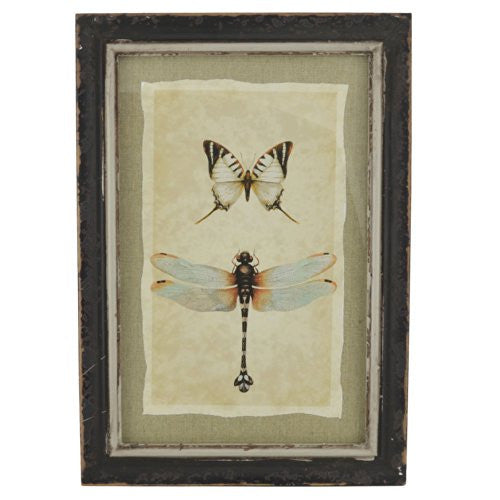 Creative Co-Op Vintage Insect Print with Distressed Wood Frame, Set of 4 - The Barrington Garage