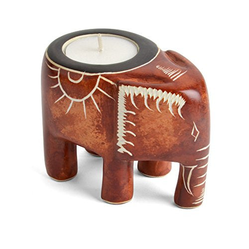 Masai Mara Soapstone Elephant Tealight Holder - The Barrington Garage