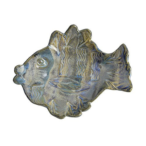 Terry Acker Pottery 7-inch Fish Dish, Multi-Blues - The Barrington Garage