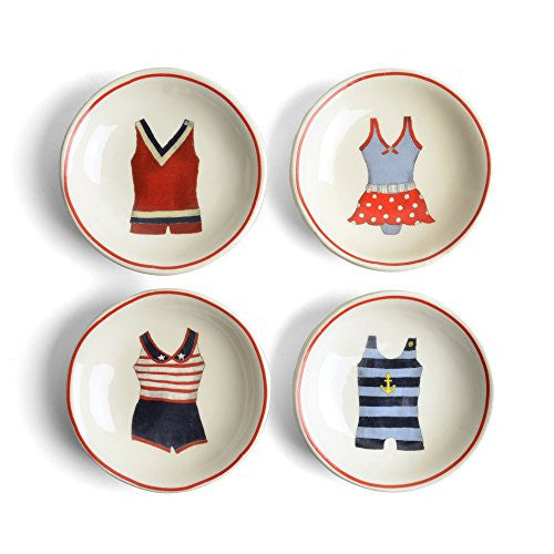 Creative Co-Op 3-inch Round Vintage Bathing Suit Trinket Dish, Set of 4 - The Barrington Garage