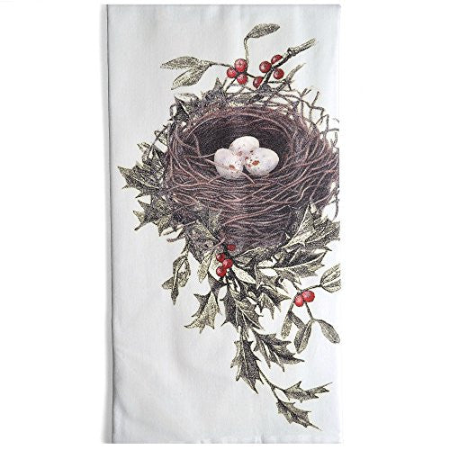 Montgomery Street Bird's Nest and Holly Cotton Flour Sack Dish Towel - The Barrington Garage