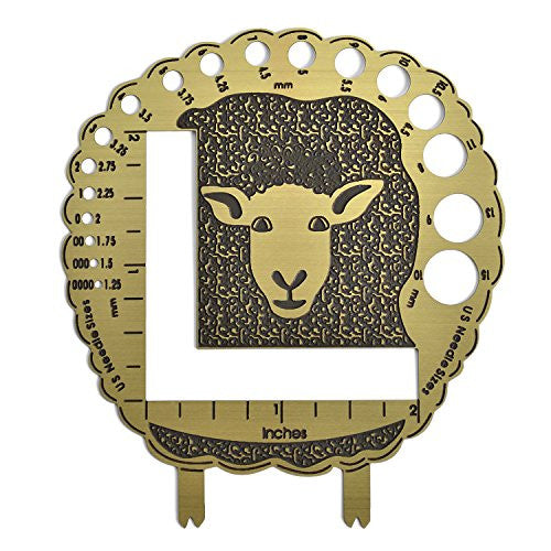 The Elegant Knitter Sheep Brass Knitting Needle/Stitch Gauge - The Barrington Garage