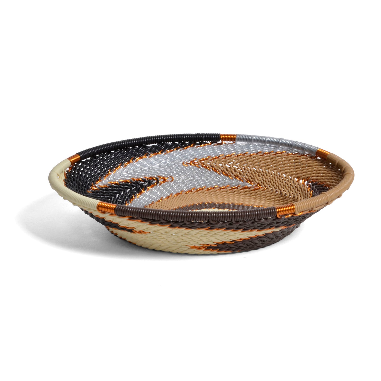 Fair Trade Zulu Telephone Wire Small Oval Basket, Each One Unique, Mocha
