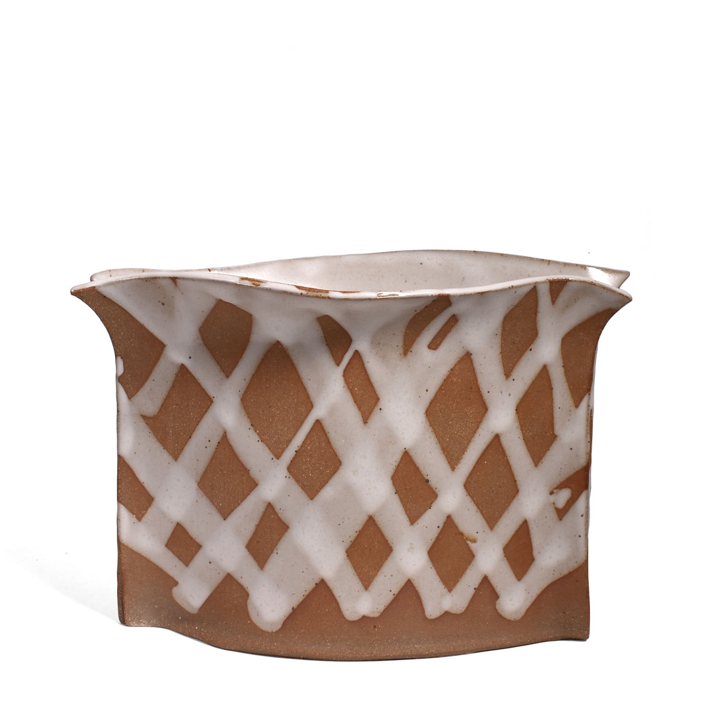 Anthony Stoneware Pocket Vase Utensil Crock, White Lattice
