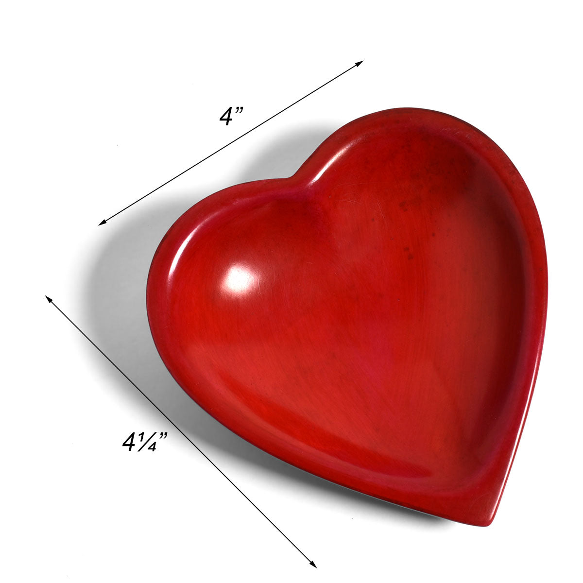 Red Heart 4-inch African Soapstone Dish, Handmade in Kenya