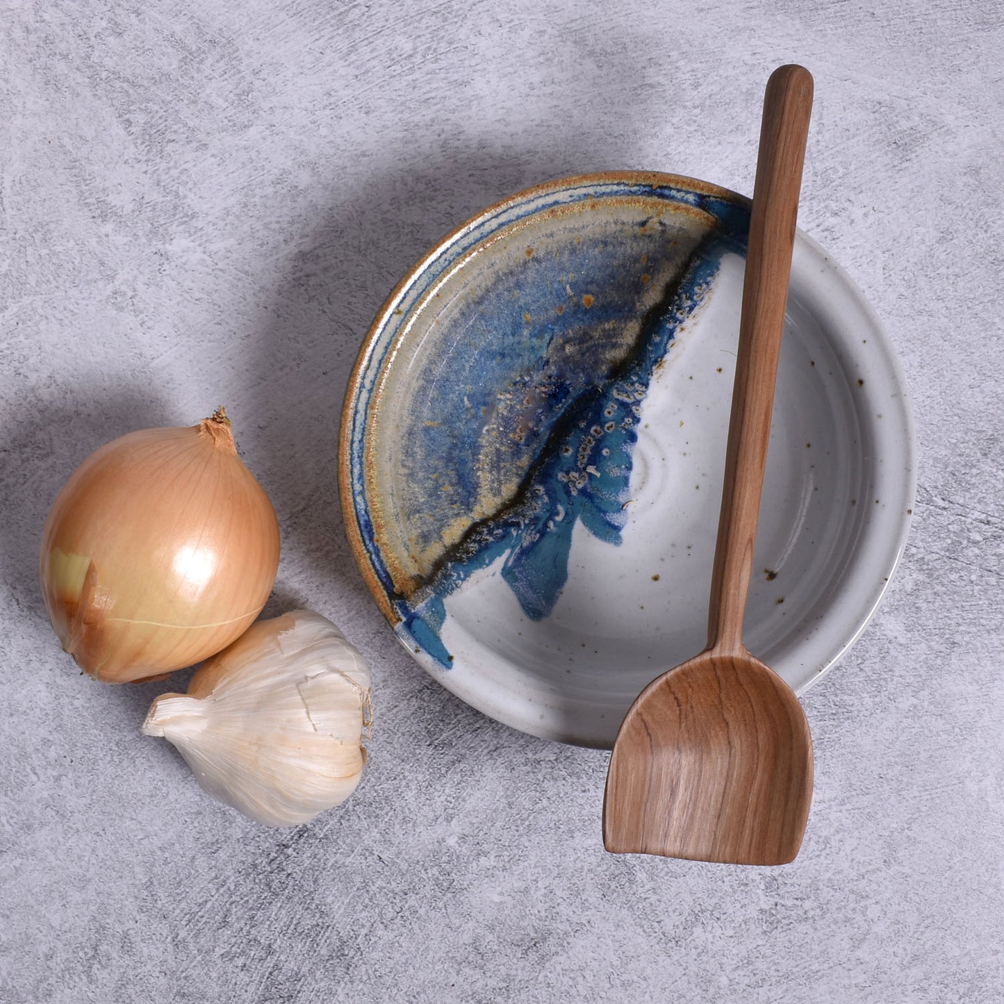 Wild Olive Wood Hand Carved 8" Shovel Spoon from Kenya, Perfect for Casseroles and Side Dishes, Each One Unique