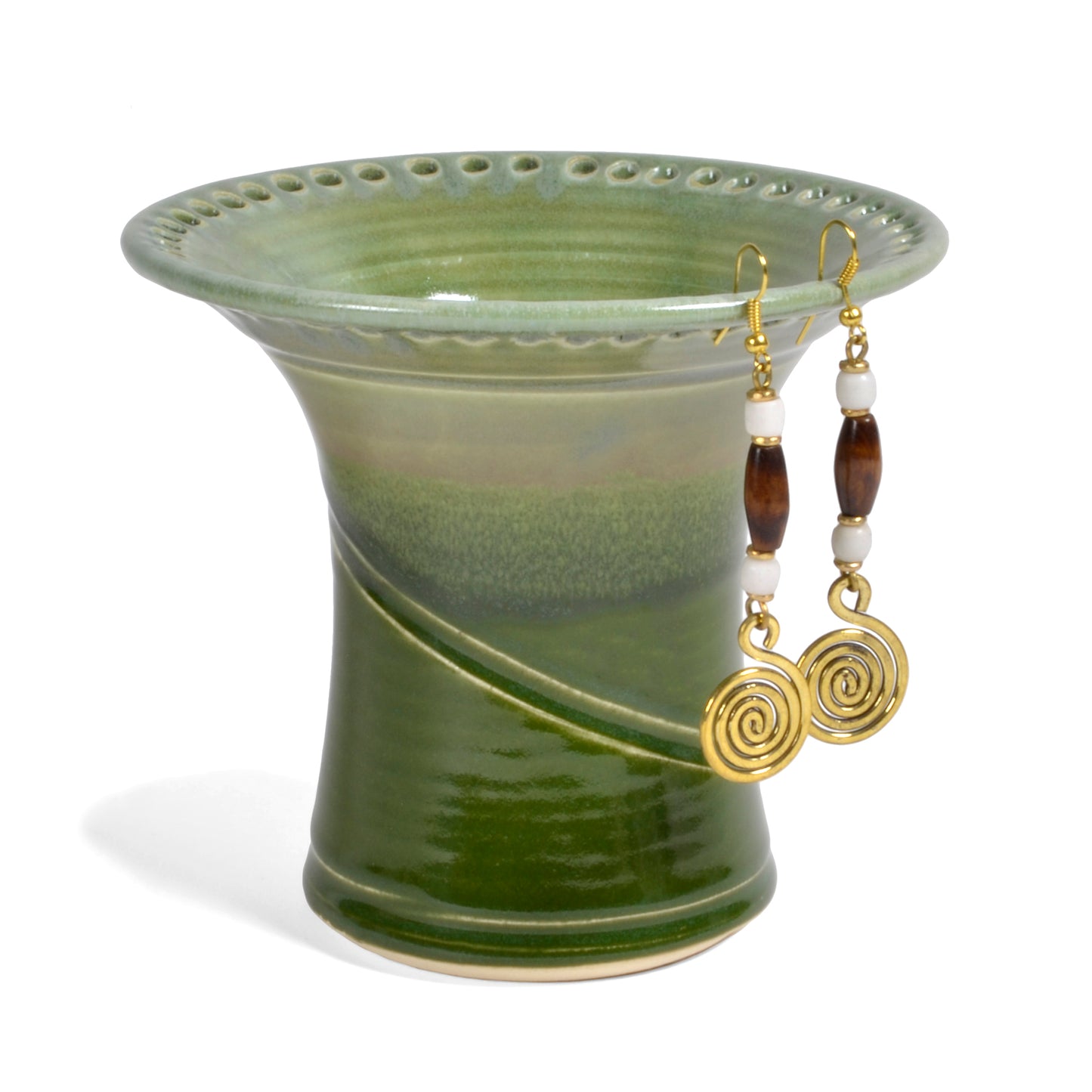 Barb Lund Pottery Earring Holder, Lime Green/Avocado