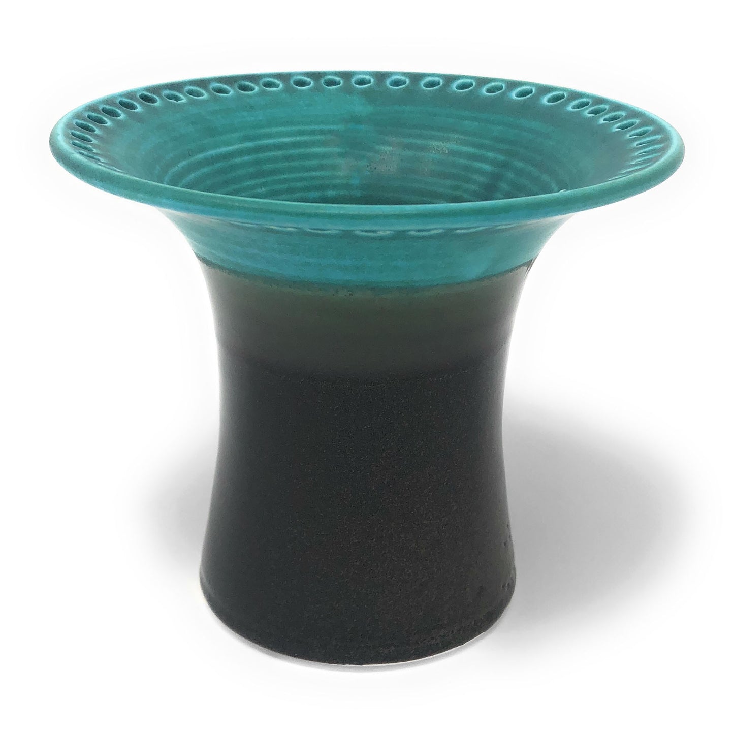 Barb Lund Pottery Earring Holder, Turquoise/Black