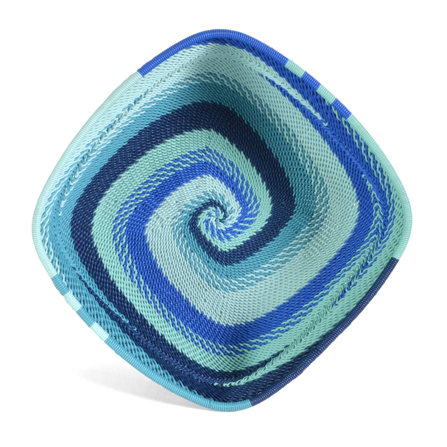 Fair Trade Zulu Telephone Wire 6.25" Square Bowl, African Ocean - The Barrington Garage
