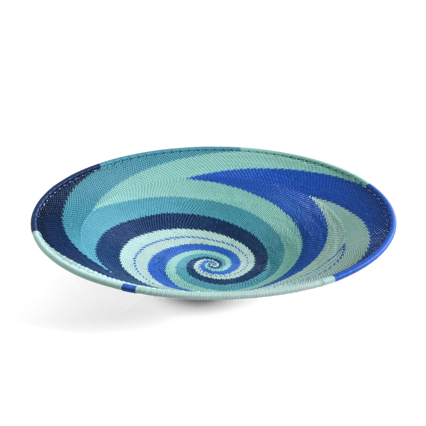 Fair Trade Zulu Telephone Wire 12" Platter Basket, African Ocean - The Barrington Garage