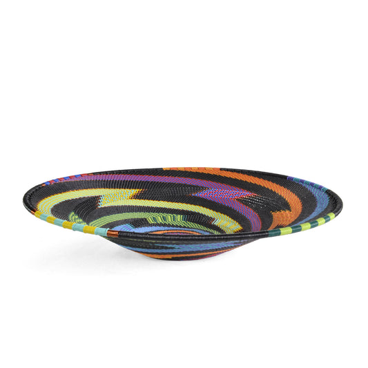 Fair Trade Zulu Telephone Wire 12-inch Platter Basket, African Rainbow - The Barrington Garage