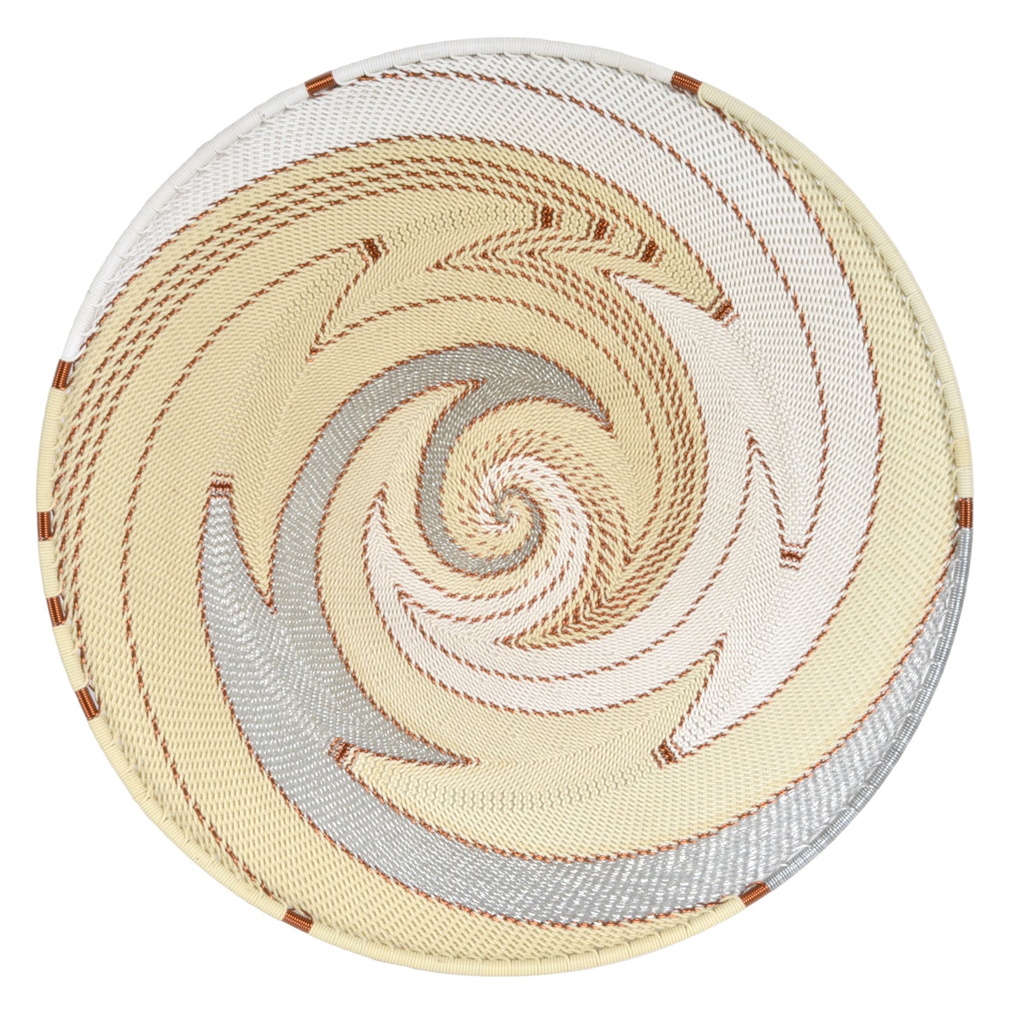 Fair Trade Zulu Telephone Wire 12-inch Platter Basket, Silver Sea