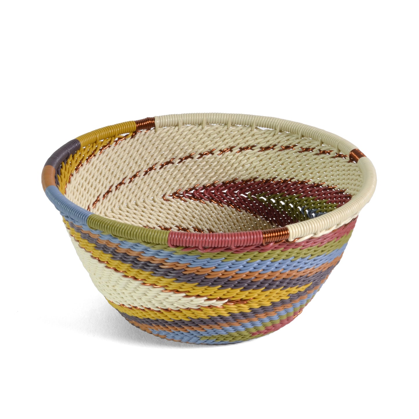 Fair Trade Zulu Telephone Wire 4.5" Round Bowl, White Desert - The Barrington Garage