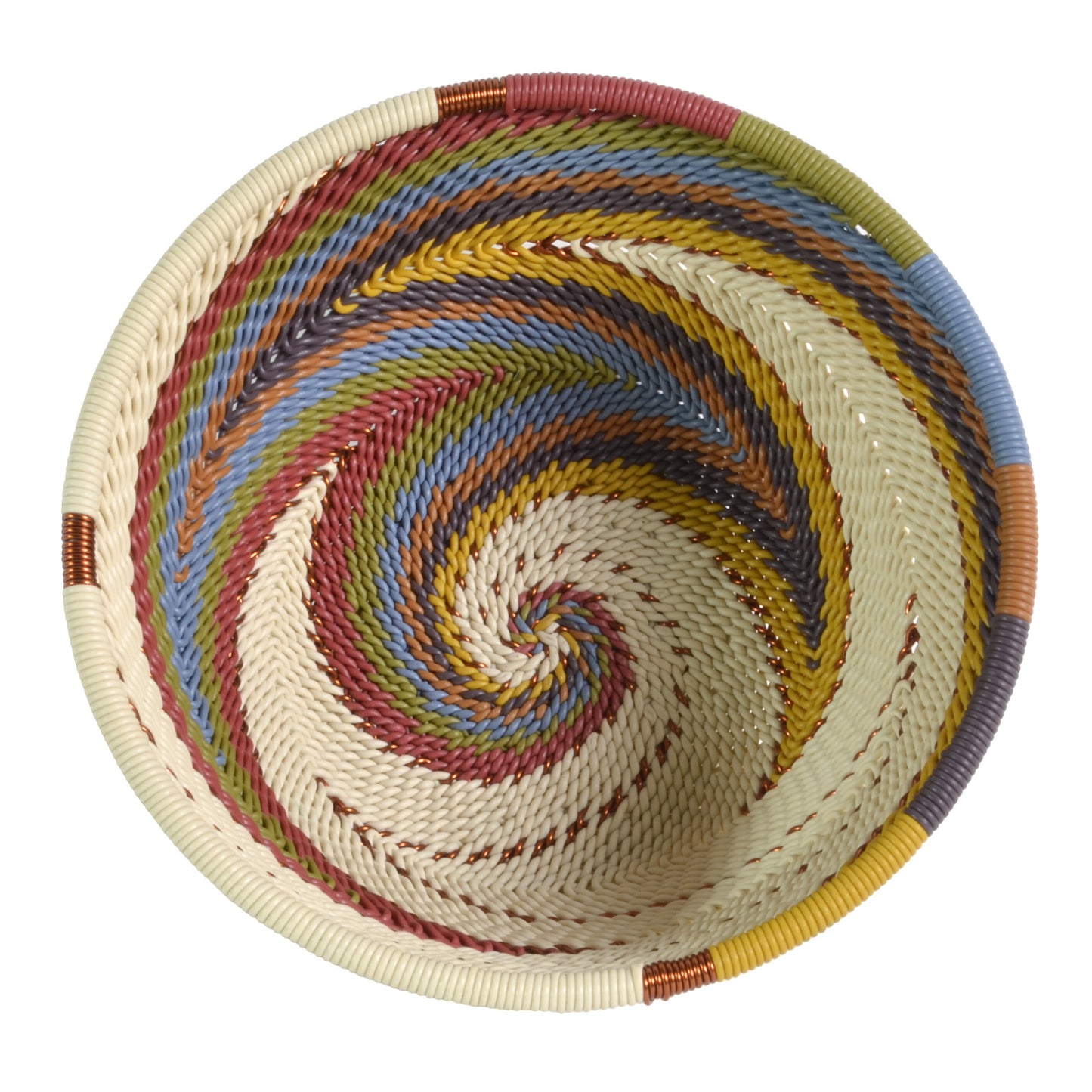 Fair Trade Zulu Telephone Wire 4.5" Round Bowl, White Desert - The Barrington Garage