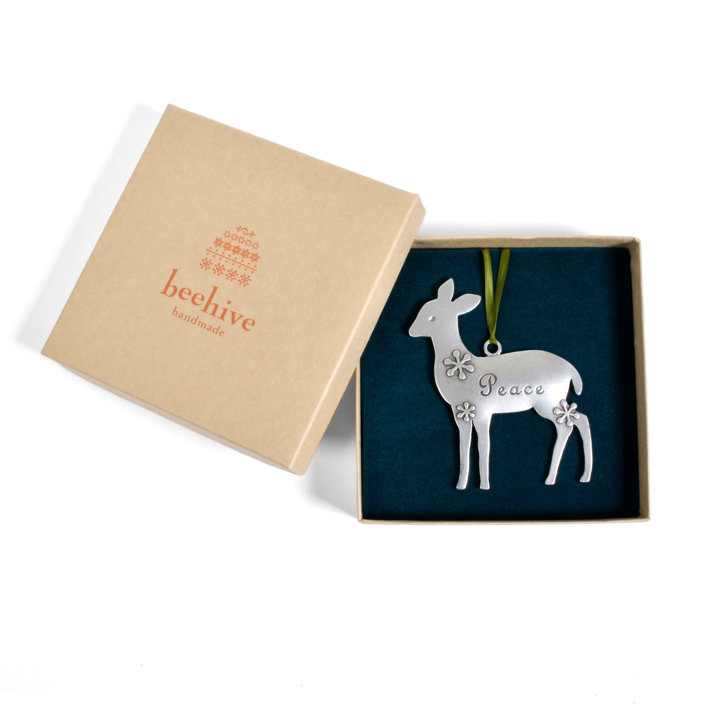 Beehive Handmade Deer Peace Pewter Ornament