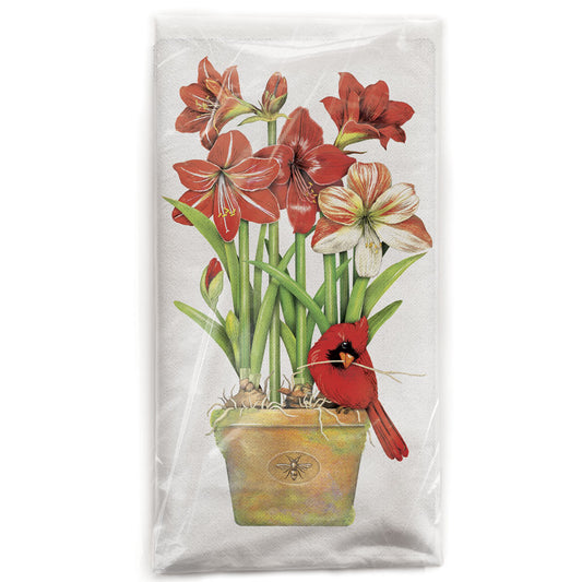 Mary Lake-Thompson Cardinal Amaryllis Cotton Flour Sack Dish Towel