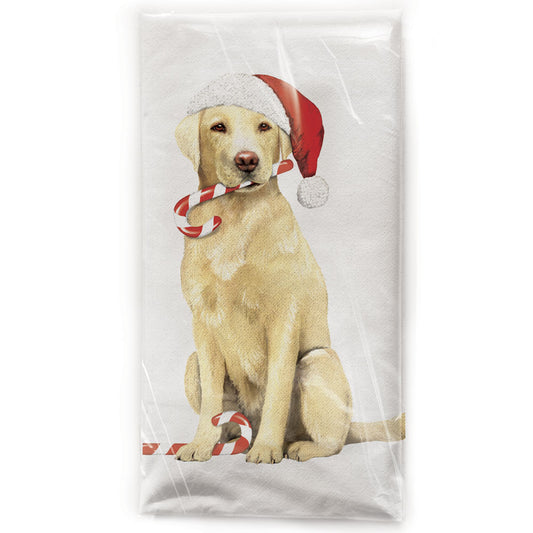 Mary Lake-Thompson Yellow Lab Christmas Dog Flour Sack Dish Towel