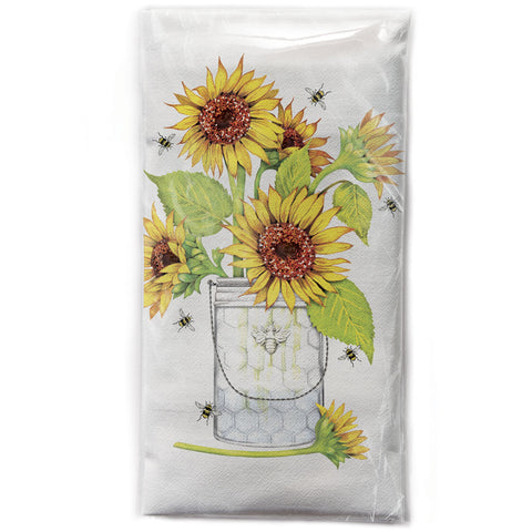 Mary Lake-Thompson Sunflowers and Bees Cotton Flour Sack Dish Towel