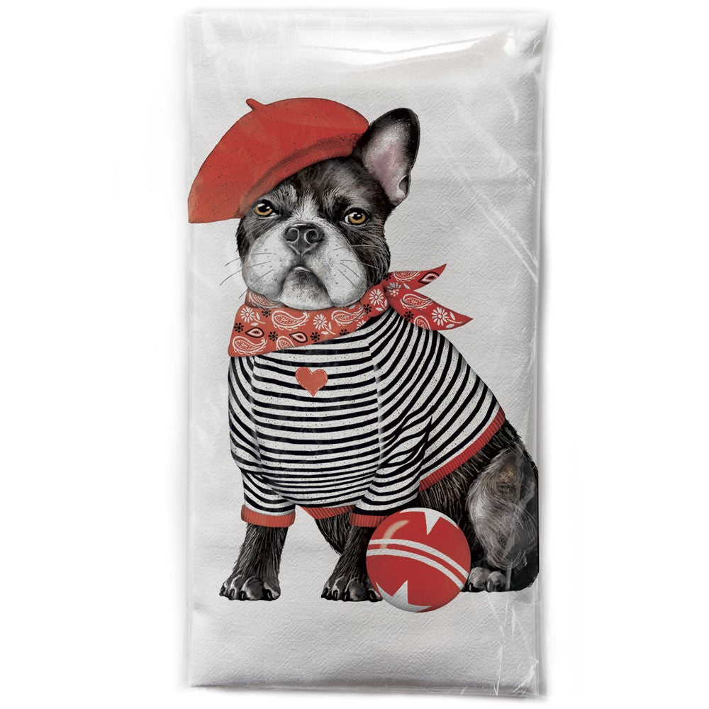 Mary Lake-Thompson Frenchie Beret Cotton Flour Sack Dish Towel