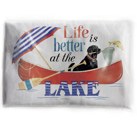 Mary Lake-Thompson Life is Better at the Lake Cotton Flour Sack Dish Towel